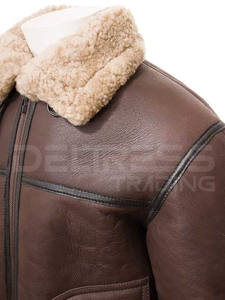 Chaqueta de Cuero Bomber de Piel de Oveja Premium Transpirable para Hombre, con Decoración de Piel, Precio al por Mayor - Product Image 3