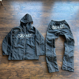 Chándal de hombre más vendido personalizado, cortavientos de nailon con cuello con capucha, diseño sólido liso a la moda para el invierno - Product Image 3