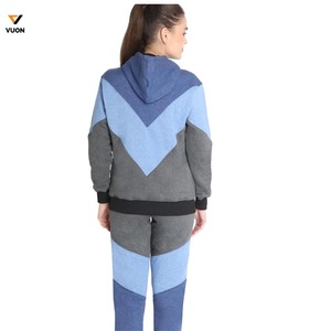 Ensemble sweat-shirt deux pièces automne/hiver personnalisé pour femmes sweat à capuche en polyester zippé avec joggers-sweat à capuche assorti et tenue de jogging - Product Image 5