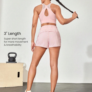 Pantalones cortos de yoga con logotipo personalizado para mujer, tela elástica transpirable, técnica de diamantes de imitación sólidos para gimnasio, uso activo, diseño OEM para - Product Image 2