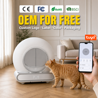 Bac à litière pour chat électrique rond, autonettoyant, automatique, fermé, avec capteur intelligent, grand format, contrôle par application