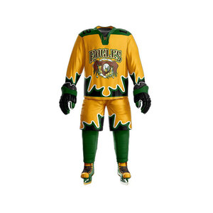 ชุดยูนิฟอร์มฮ็อกกี้น้ำแข็งโพลีเอสเตอร์100% ออกแบบได้ตามต้องการสไตล์ที่เป็นเอกลักษณ์และพิมพ์ชื่อทีม OEM - Product Image 2