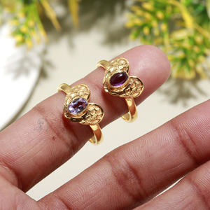 Bagues indiennes en gros en argent sterling 925 originales en améthyste et pierres précieuses semi-précieuses disponibles dans toutes les tailles bagues de mode - Product Image 1