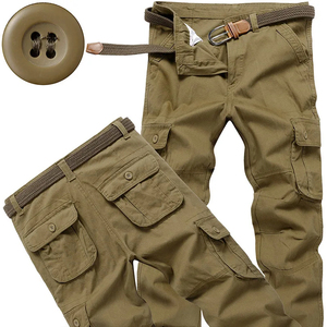 Men 6 Pocket Canvas Cargo Pants Elastic Waist Relaxed Fit Casual Trendy Streetwear Joggers Wholesale - Product Image 5