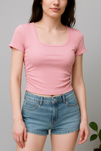 Tops courts personnalisés pour femmes, crop top côtelé, tops courts pour femmes, vêtements d'été pour femmes - Product Image 5