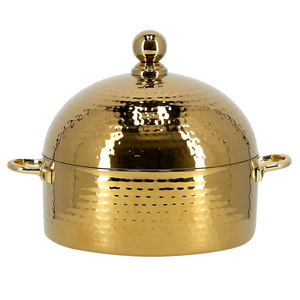Metal Casserole With Gold Color <b>Stand</b> Hot Case Handmade Luxury Warm Casserole Party Home Hotel Restaurant logo Accept, Western - Product Image 5