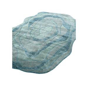 Alfombra Rectangular Clásica Azul Adrift Hecha a Mano con Lana y Viscosa, Diseño Abstracto para Hogar y Pasillo, para Adolescentes, TR-15187 - Product Image 2