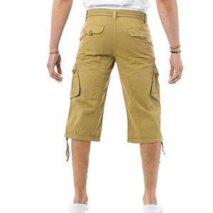 Personnalisé été 100% coton cordon taille élastique poches latérales doux Fitness entraînement hommes décontracté respirant Cargo Shorts - Product Image 2