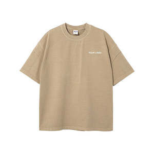 Camiseta de punto de algodón 100% de alta calidad vintage al por mayor, camiseta transpirable de compresión pesada negra lavada con ácido de gran tamaño con logotipo personalizado - Product Image 2