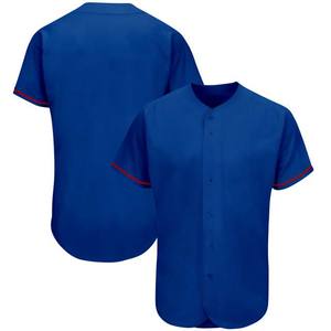 Jersey de béisbol de Color azul, camisas de softbol, ropa deportiva de poliéster, adultos, manga corta con botones, precio barato, Jersey de béisbol 2025 - Product Image 1
