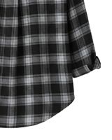 Chemise boutonnée oversize à carreaux pour femme, noire et grise, à manches longues, en flanelle décontractée, tunique douce pour l'hiver, vente en gros