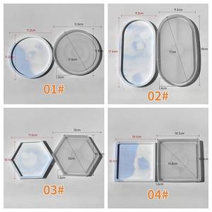 Molde de silicona para posavasos ovalado Hexagonal redondo personalizado, molde de resina epoxi transparente para bandeja artesanal, molde de silicona - Product Image 2