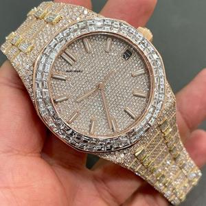 Luxury Iced Out Rose Gold Moissanite Watch with VVS Diamond Look Hip Hop <b>Jewellery</b> Statement Wrist Timepiece - Product Image 3