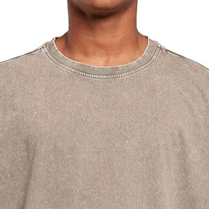 Camiseta de talla grande Vintage lavada con ácido de lejía de peso pesado para hombre, camiseta de manga corta de gran tamaño con gráfico personalizado de algodón 100% para hombre - Product Image 5