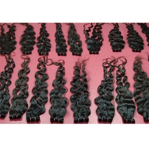 Venta al por mayor 100% Remy Virgin Hair Raw Indian Cabello humano Weave Bundles Onda natural Recto Ondulado 100% Auténtico Raw Indian Natural - Product Image 1