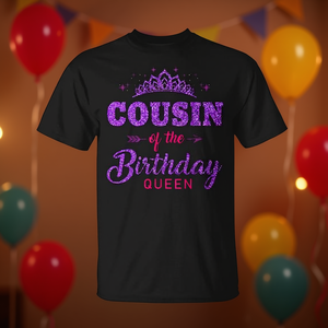 T-shirt da donna per la festa di compleanno 'Regina del Compleanno' - Cuzina della Regina del Compleanno per eventi promozionali - Product Image 3