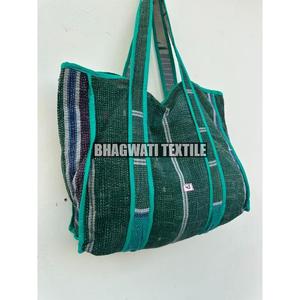 Wholesale Women's Stylish Cotton Tote Floral Bag Fashionable Kantha Quilted Shoulder <b>Purse</b> Custom Logo Folding Geometric - Product Image 2