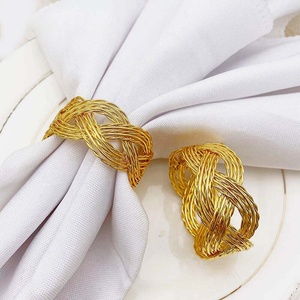 Fashionable Hot Sale Elegant Stainless Steel Gold Plated Wired Design Decoration Napkin <b>Ring</b> High Quality Royal Napkin <b>Ring</b> - Product Image 1