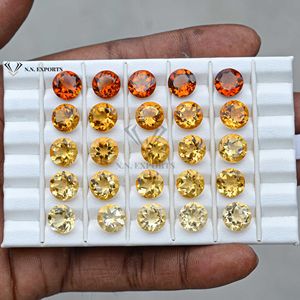 9mm Naturel Citrine Facettes Forme Ronde Calibré Lâche Gemme Superbe Lustre Parfait Pierre De Coupe Livraison Gratuite En Ligne - Product Image 3