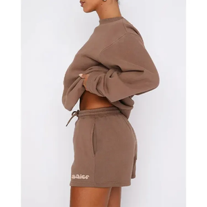 Ropa deportiva con logotipo personalizado, chándal corto para mujer, conjuntos de 2 piezas, sudaderas y pantalones cortos para mujer, Jogger Jumper, conjuntos para mujer - Product Image 4