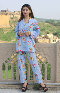 Conjunto de pijama informal tejido de seda 100% transpirable para mujer, estampado Floral bohemio, ropa cómoda de noche diaria para la brisa del verano - Product Image 4