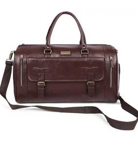Custom Business Travel Handbag Vintage Style Real Leather Lightweight with Zip Closure <b>for</b> Office Use - Product Image 3