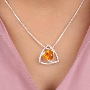 <b>Citrine</b> Gemstone <b>Pendant</b> Handmade 925 Sterling Silver Platinum Plated IGI Certified Necklace Natural Jewelry for Women Gift - Product Image 6