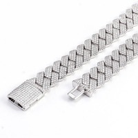 Chaîne cubaine personnalisée en moissanite à trois rangs de 15 mm, collier hip-hop glacé pour homme, bijoux JR ENTERPRISE