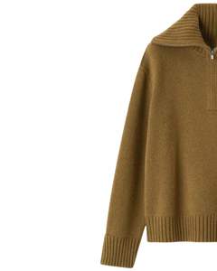 Manufacturer Customized <b>Mens</b> Quarter Zip Knit <b>Sweater</b> Olive Brown Solid Knit High Collar Warm Winter Casual Pullover OEM Custom - Product Image 2