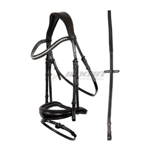 Brida para caballo estilo inglés, de cuero ecuestre para exteriores, hecha a mano con atención al detalle, adecuada para todo tipo de caballos. - Product Image 4