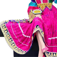 Nouvelle collection 2024 : Robe longue bohème indienne Banjara brodée en dentelle, avec pompons et boutons, 100 % coton, modèle une pièce.
