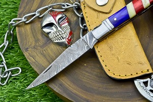 Cuchillo plegable de bolsillo de Damasco hecho a mano personalizado con hoja de bloqueo trasera de senderismo compatible con OEM - Product Image 4