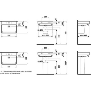 LAUFEN PRO S 600x465mm White Washbasin with Overflow and 1 <b>Tap</b> Hole - Product Image 6