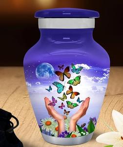 Purple Butterfly Urn Mini - Small Urn <b>for</b> <b>Ashes</b> Keepsake with <b>Box</b> & Bag - Purple urn with Butterflies fro Human <b>Ashes</b> - Honor - Product Image 2