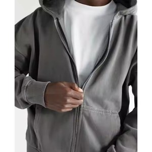 Sweats à capuche zippés pour hommes personnalisés, en polaire de haute qualité, respirants, unis, teints en fil, doublés, pour le sport en plein air, décontractés, streetwear - Product Image 6
