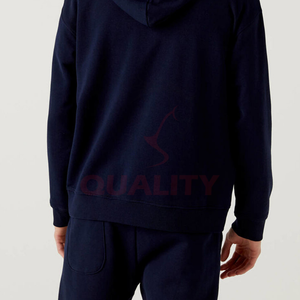 High Quality Men's Zipper <b>Hoodie</b> Embroidered Winter Thermal Streetwear Style Drop Shoulder Solid Pattern Print 100% Heavy Cotton - Product Image 2