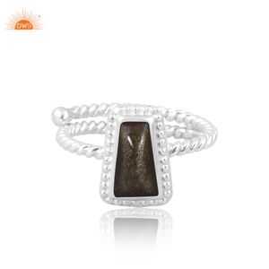 Anillo de piedras preciosas de obsidiana con brillo de oro Natural de Plata de Ley 925 de la mejor calidad para mujer, regalo para ella, fabricante de joyería personalizada - Product Image 3