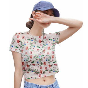 2025 été porter haut court t-shirt respirant 100% coton blanc haute qualité plaine haut court t-shirt pour femme - Product Image 2