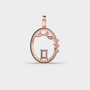 Colgante con Inicial G de Diamante Cultivado en Laboratorio Certificado por IGI, con Corte Esmeralda y Halo de Perlas en Oro Amarillo/Blanco y Rosa de 14K - Product Image 4
