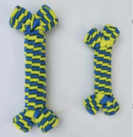 Juguetes Ecológicos para Perros Activos, Pelota de Nailon Resistente con Nudos en Amarillo y Azul Brillante, Forma de Hueso, Alivia la Ansiedad, Limpia los Dientes