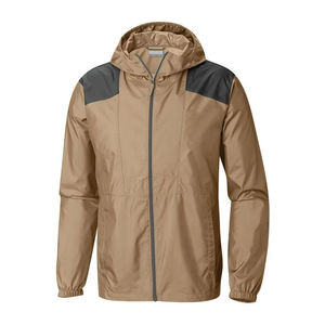 Chaqueta cortavientos para hombre, colores contrastantes, cremallera con capucha, ropa deportiva ligera, ropa de calle, chaqueta personalizada para exteriores al por mayor - Product Image 1