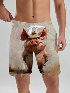 Fun Summer Hawaiian Swim Trunks Pantalones cortos para hombre Funny Animal Ducks Sheep Pattern 3D Printed Beach Shorts para vacaciones Ropa de hombre - Product Image 4