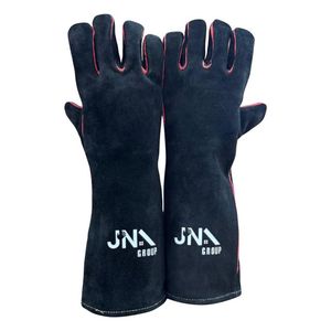 Gants de soudage en cuir fendu de vache noir avec protection contre l'incendie Gants de sécurité résistants à la chaleur en rouge - Product Image 1