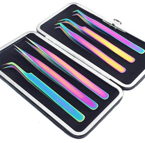 Pince à épiler professionnelle KIMBEL pour extension de cils Volume rond Pointe en fibre d'acier inoxydable Pince à épiler personnalisée 12cm Antistatique et durable - Product Image 5