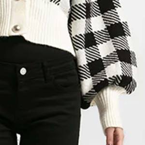 Marque femmes col en V reniflard coton tricoté pull manches longues col roulé décontracté lettre brodé chandails pour les filles - Product Image 3