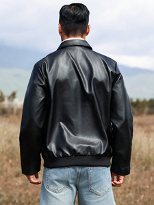 Custom Men's Retro <b>Winter</b> Biker <b>Jacket</b> Vintage Wash Genuine Calf Skin <b>Leather</b> Oversized Slim Fit Lapel Collar Autumn Season - Product Image 2