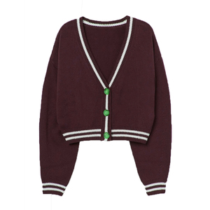 Women's <b>Long</b> Sleeves Classical Fashion <b>Cardigan</b> Custom Chenille Embroidered LOGO Loose Winter Sorority V-Neck Plus Size <b>Sweater</b> - Product Image 3