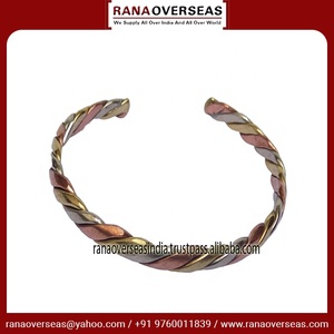 Pulsera de Mantra curativa de tres metales tibetanos modernos hechos a mano brazalete abierto trenzado hombres Yoga meditación bienestar espiritual - Product Image 5