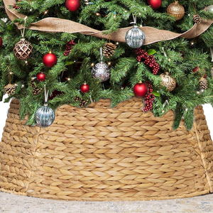 La falda de cuello de árbol de Navidad de jacinto de agua redondo bohemio ecológico más vendida y cubierta de base de soporte para árbol de Navidad de Vietnam - Product Image 4