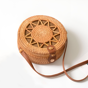 Sacs en rotin écologiques au prix fournisseur, choix très prisé, sac à main tissé à la main avec lanières en cuir - Product Image 4